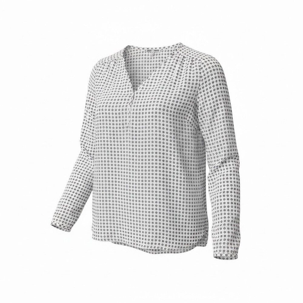 Pleione Women’s Blouse Top Black White Business Casual Size L